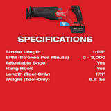 Milwaukee  2822-22 M18 FUEL™ SAWZALL® Recip Saw W/ One-Key™- 2 battery XC5.0 Kit thumbnail 16