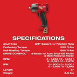 Milwaukee 3010-22 M18 FUEL 1/2" HTIW & 3/8" MTIW Automotive Combo Kit thumbnail 9