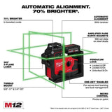 Milwaukee 3642-21 M12 Green 360 3-Plane Laser with Automatic Alignment and Receiver Kit (M12 XC4.0 Battery) thumbnail 2