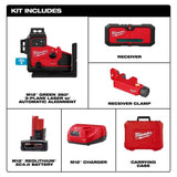 Milwaukee 3642-21 M12 Green 360 3-Plane Laser with Automatic Alignment and Receiver Kit (M12 XC4.0 Battery) thumbnail 3