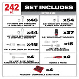 Milwaukee 48-22-9490 242pc. 1/4”, 3/8”, & 1/2” Drive Metric & SAE Ratchet & Socket Set thumbnail 5