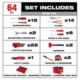 Milwaukee 48-22-9493 64pc. Hand Tool Set with PACKOUT 4 Drawer Tool Box thumbnail 3