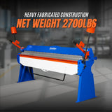 100-inch Manual Sheet Metal Brake - 12 Gauge Bending Capacity, Adjustable Fingers, 8 Ft. Heavy-Duty Steel Construction, Precision Bending for Box and Pan PB10012 thumbnail 3