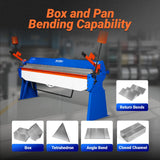 100-inch Manual Sheet Metal Brake - 12 Gauge Bending Capacity, Adjustable Fingers, 8 Ft. Heavy-Duty Steel Construction, Precision Bending for Box and Pan PB10012 thumbnail 7