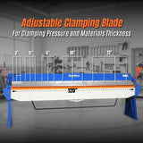 120-inch Manual Sheet Metal Brake - 14 Gauge Bending Capacity, Adjustable Fingers, Heavy-Duty Steel Construction, Precision Bending for Box and Pan PB12014 thumbnail 4
