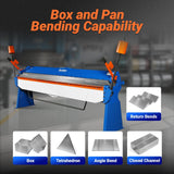 120-inch Manual Sheet Metal Brake - 14 Gauge Bending Capacity, Adjustable Fingers, Heavy-Duty Steel Construction, Precision Bending for Box and Pan PB12014 thumbnail 7