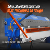 120-inch Manual Sheet Metal Brake - 14 Gauge Bending Capacity, Adjustable Fingers, Heavy-Duty Steel Construction, Precision Bending for Box and Pan PB12014 thumbnail 5