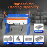 48” Manual Pan and Box Brake - Heavy Duty, Durable Construction, 12 Gauge Mild Steel, 135° Bending Angle, Individual Bending Fingers" PB4812 thumbnail 8