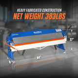 48" Manual Pan and Box Brake - 16 Gauge Mild Steel Capacity, 135° Bending Angle, 16 Precision Fingers, Durable Construction for Accurate Bends" thumbnail 5