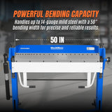 50-Inch Foot Clamp Pan and Box Brake, Light Duty Sheet Metal Folding Machine, 0–135° Bending Angle, 1.9" Clamping Lift, 2" Box Depth PBA5014 thumbnail 3
