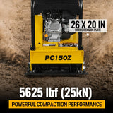 5.8 HP Reversible Plate Compactor with Wheel Kit and Extension Plates, 5625 lb Centrifugal Force, PC150Z thumbnail 3