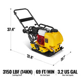 Honda GX160 Vibratory Plate Compactor with Wheel Kit, 3150 lb Centrifugal Force for Soil, Gravel, Asphalt and Paver Base, PC80H thumbnail 2