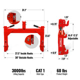 3 Point Quick Hitch Cat 1 for Tractors, Red, QH1R thumbnail 2