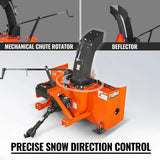60" 3 Point PTO Snow Blower 24" Impeller Diameter 360° Snow Chute (PTO Shaft Included with Slip Clutch),  25-65 HP,  TSB60T thumbnail 7