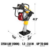 Honda GX100 Tamping Rammer with Wheel Kit, 2250 lb Impact Force Jumping Jack Tamper Compactor for Soil, Gravel, Backfill and Foundation, TR60H thumbnail 2