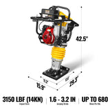 Honda GXR120 Tamping Rammer with Wheel Kit, 3150 lb Impact Force Jumping Jack Tamper Compactor for Soil, Gravel, Backfill and Foundation, TR75H thumbnail 2