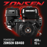 5 inch E-start ZONSEN 459cc Gasoline Engine Powered Wood Chipper ,  GS1500 thumbnail 6