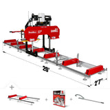 26" Portable Sawmill (5x Blades Included),  459cc 15HP E-Start Gasoline Engine,  20" Board Width,  20' Track Length (13' Track Length + 6.4' Track Extension Included) ,  SM-26 thumbnail 1