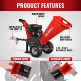 4 inch DUCAR 212cc 7hp Gas Engine Powered Wood Chipper with Towbar,  GS650 thumbnail 10