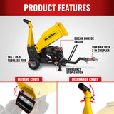 5 inch E-start DUCAR 420cc 15hp Gasoline Engine Powered Drum Wood Chipper with Towbar ,  PGS1500 thumbnail 3